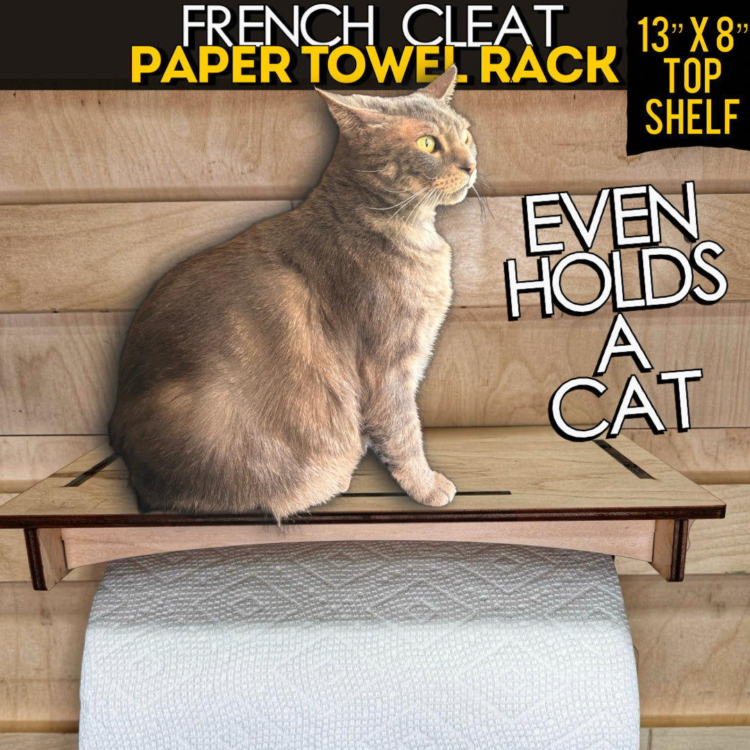 French Cleat Paper Towel Rack with Built-In Shelf