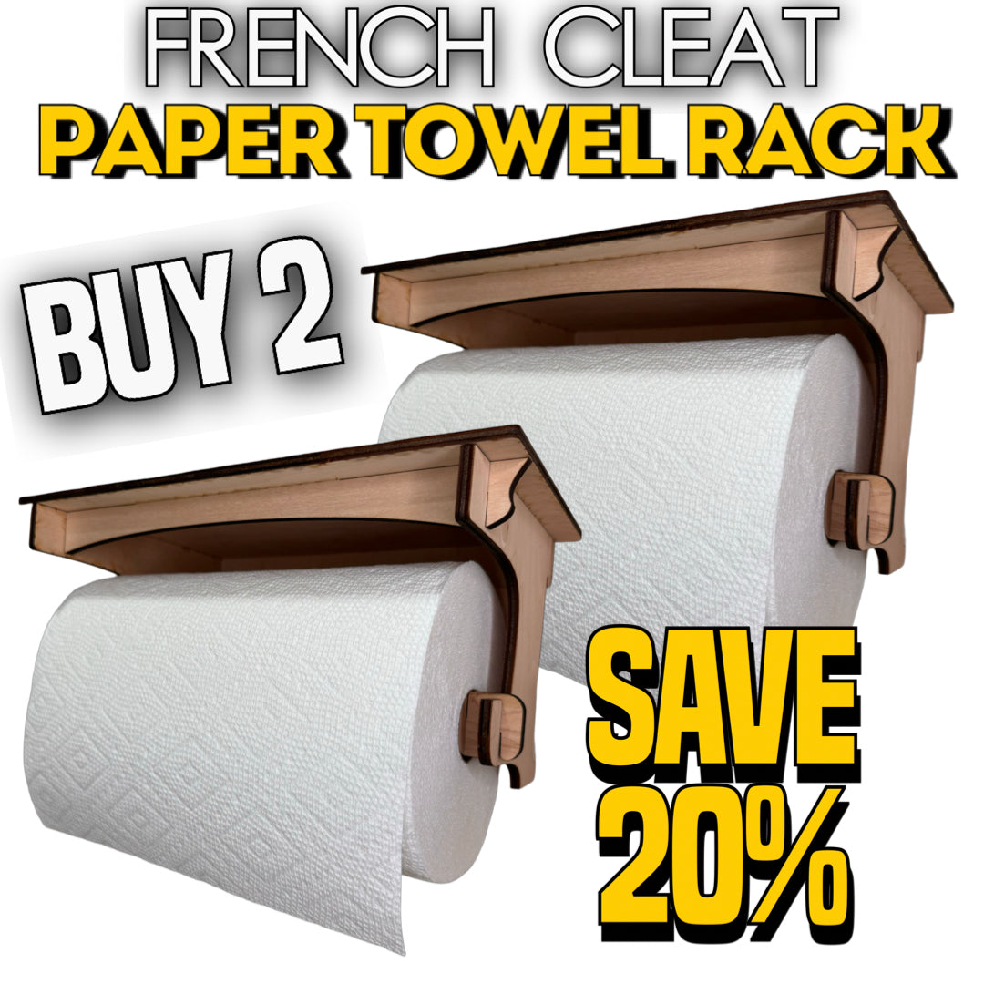 French Cleat Paper Towel Rack with Built-In Shelf