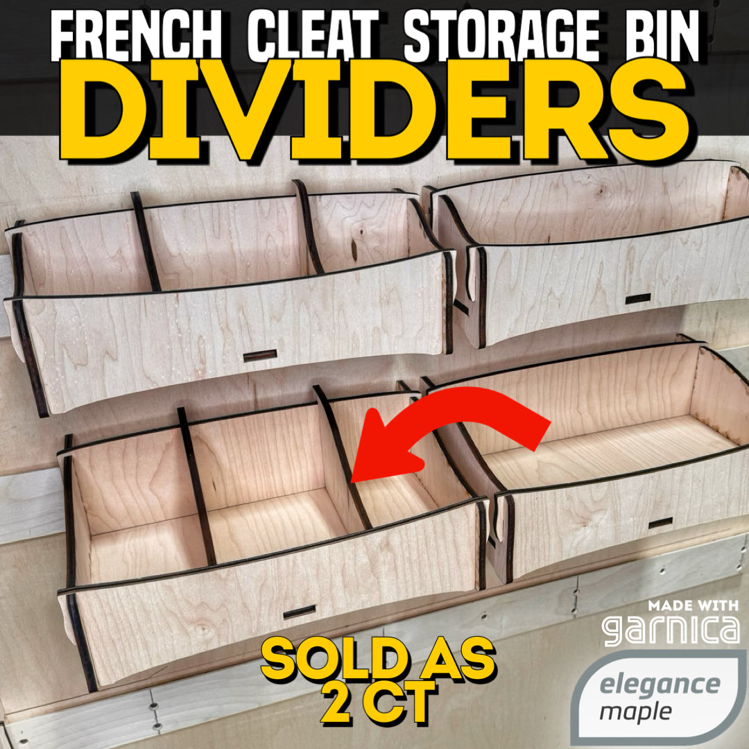 French Cleat Storage Bin - Custom Dividers - 2ct