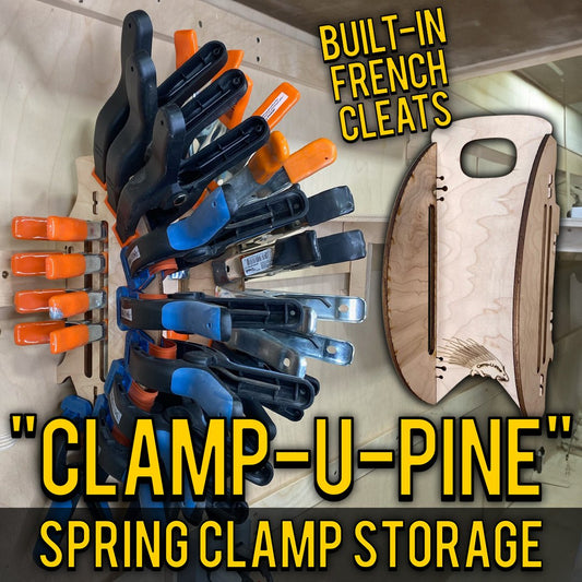 "CLAMP-U-PINE" Spring Clamp Storage with French Cleat