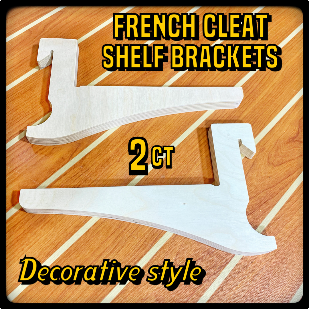 DECORATIVE Shelf Brackets with French Cleat, 2 count