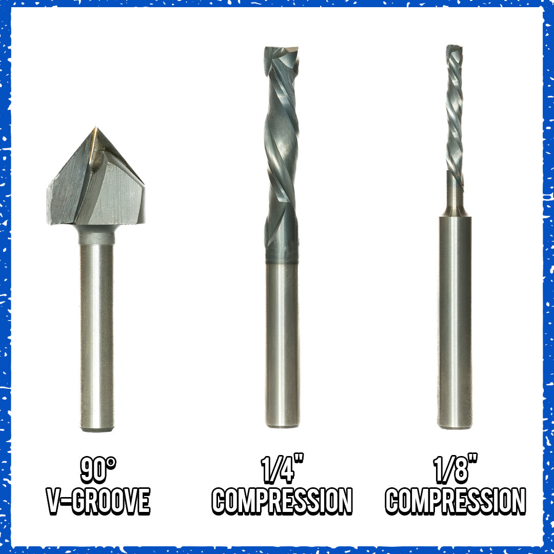 GLIMPSE BITS - CNC Router Bit Starter Set, 3 piece