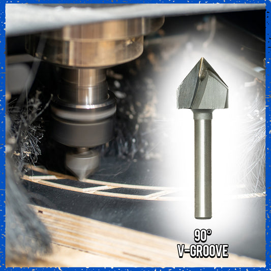 GLIMPSE BITS - CNC Router Bit, 1/2" 90° V-Groove