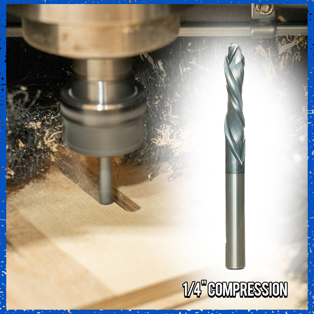 GLIMPSE BITS - CNC Router Bit, 1/4" Compression