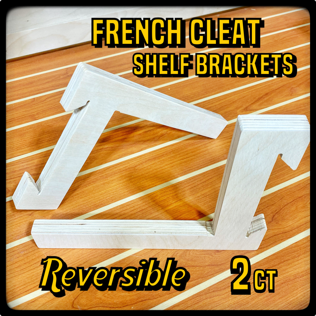 REVERSIBLE Shelf Brackets with French Cleat, 2 count