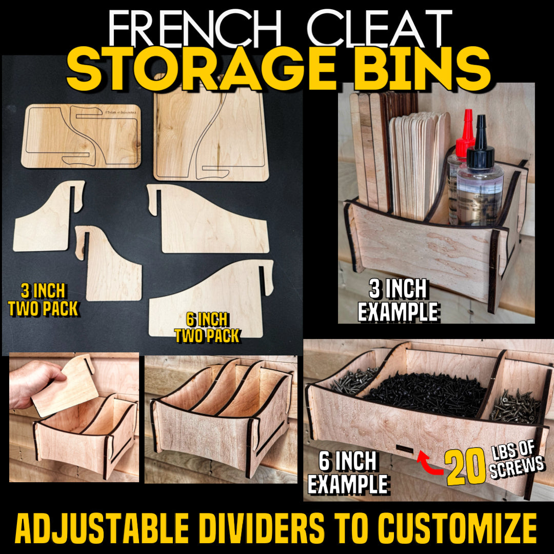 French Cleat Storage Bins 12x6 inch