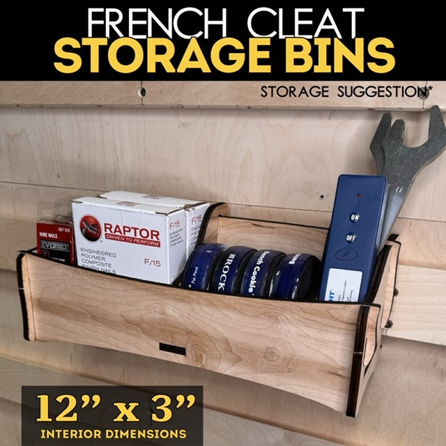 French Cleat Storage Bins 12x3 inch