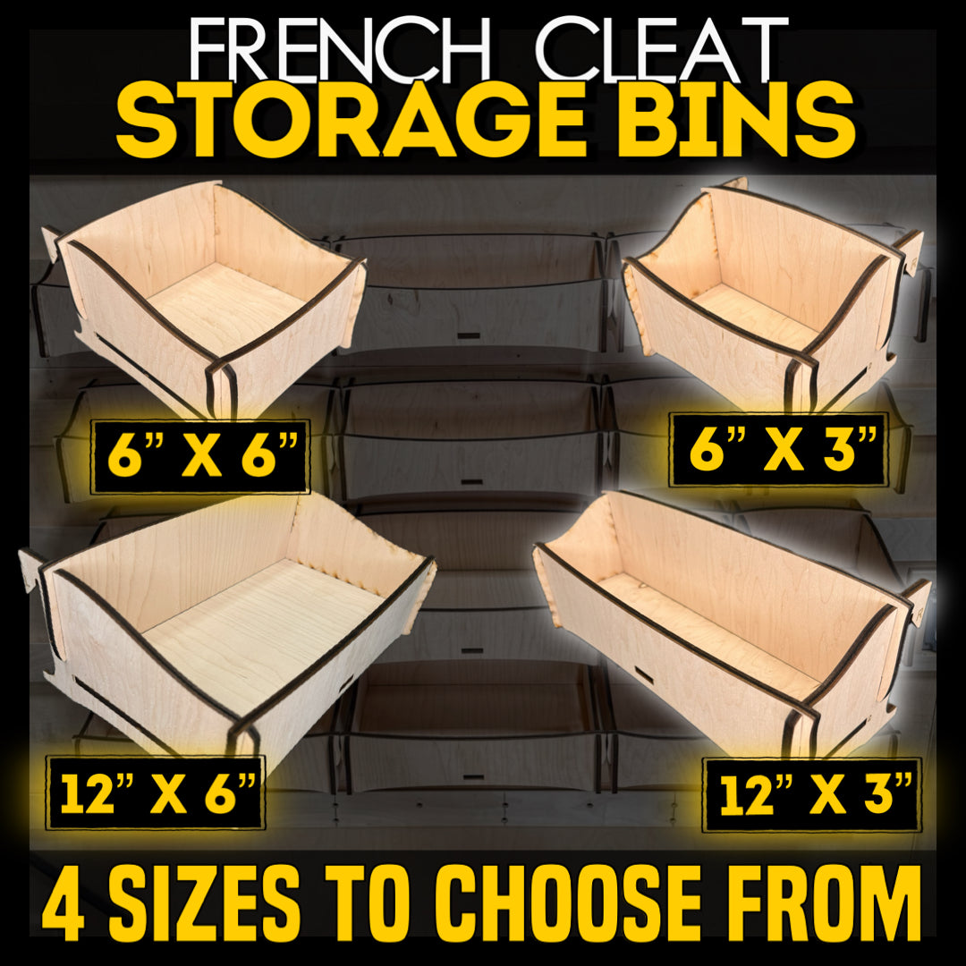 French Cleat Storage Bins 12x6 inch